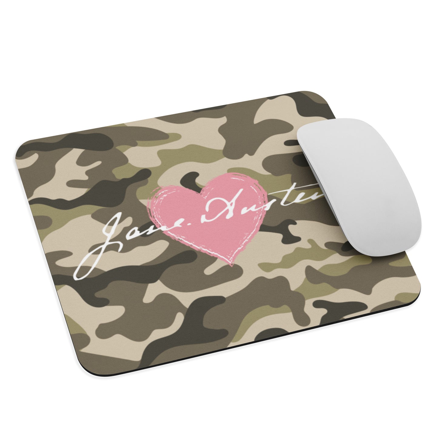 SIGNATURE HEART (Camo/Pink) Mouse Pad | Jane Austen Treats