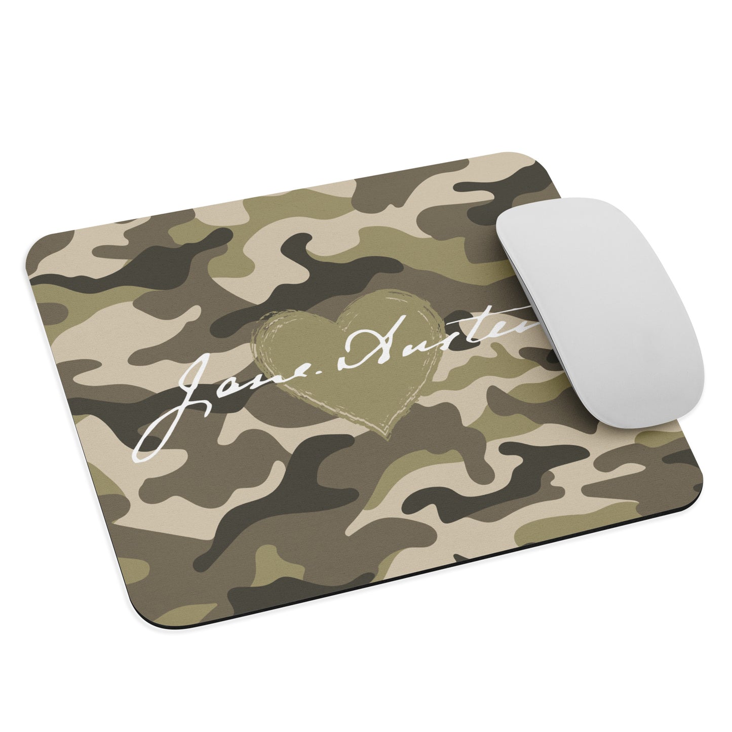 SIGNATURE HEART (Camo/Green) Mouse Pad | Jane Austen Treats