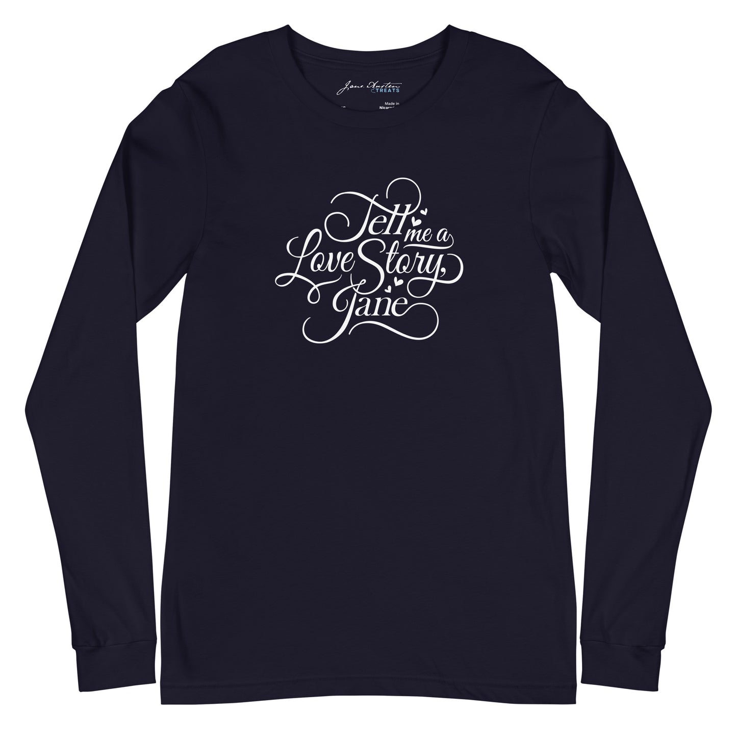 TELL ME A LOVE STORY JANE Long Sleeve Tee | Jane Austen Treats