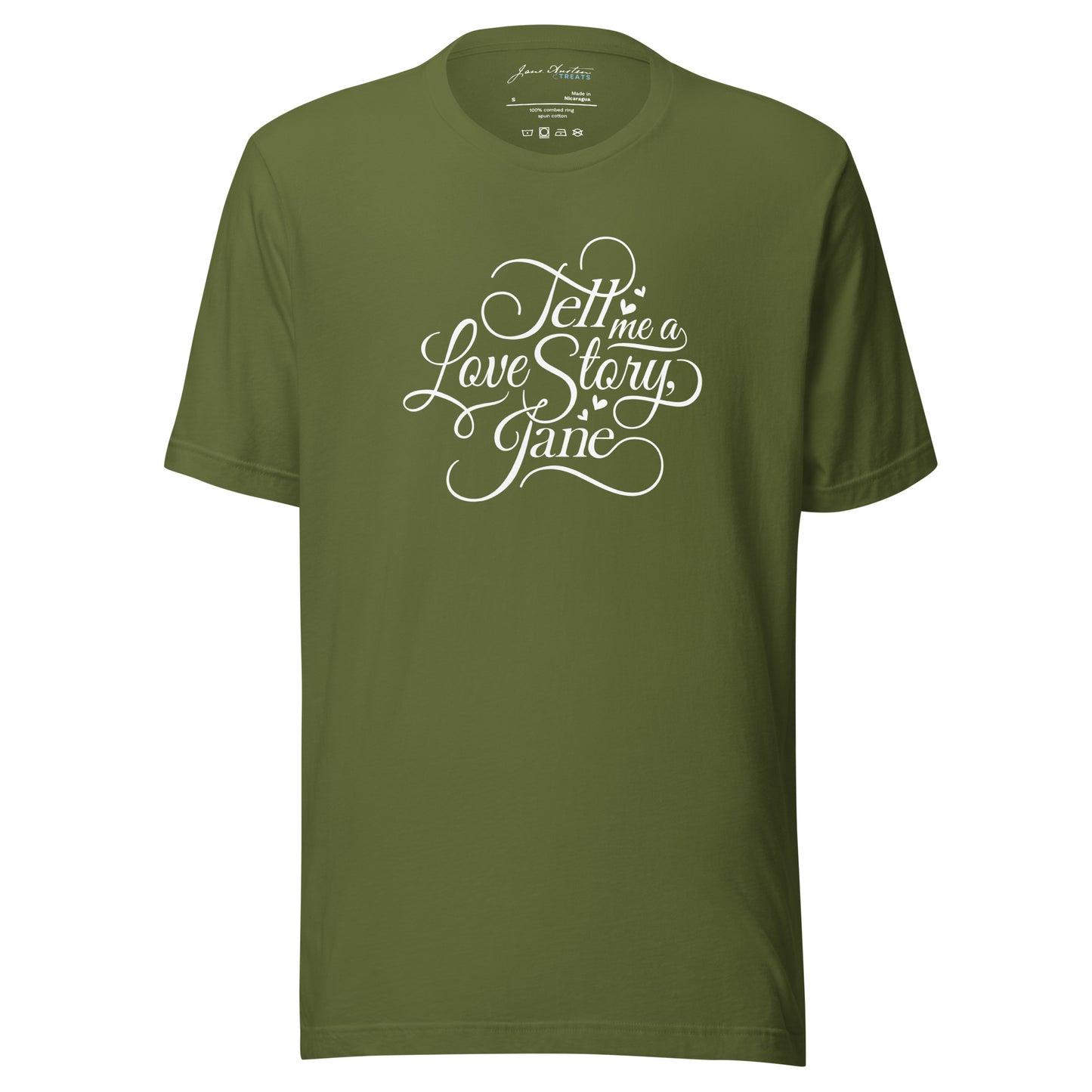 TELL ME A LOVE STORY JANE Unisex T-Shirt | Jane Austen Treats